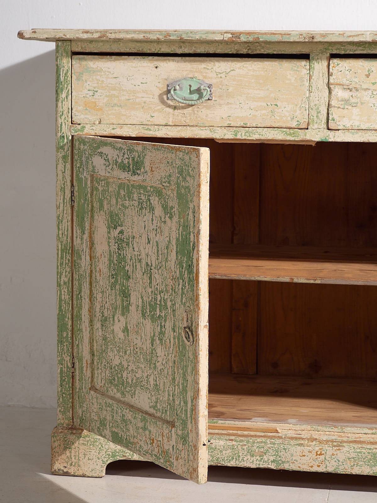 Antique bedroom chest of drawers with green tones (c.1920) #8