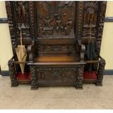 Antique impressive wardrobe with bench trunk.