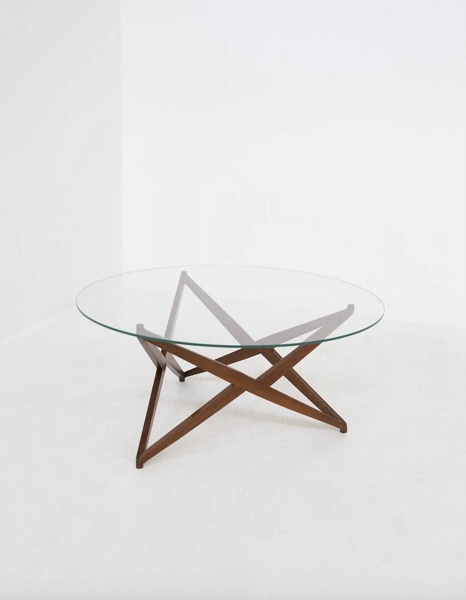 Table basse piétement sculptural par Angelo Ostuni