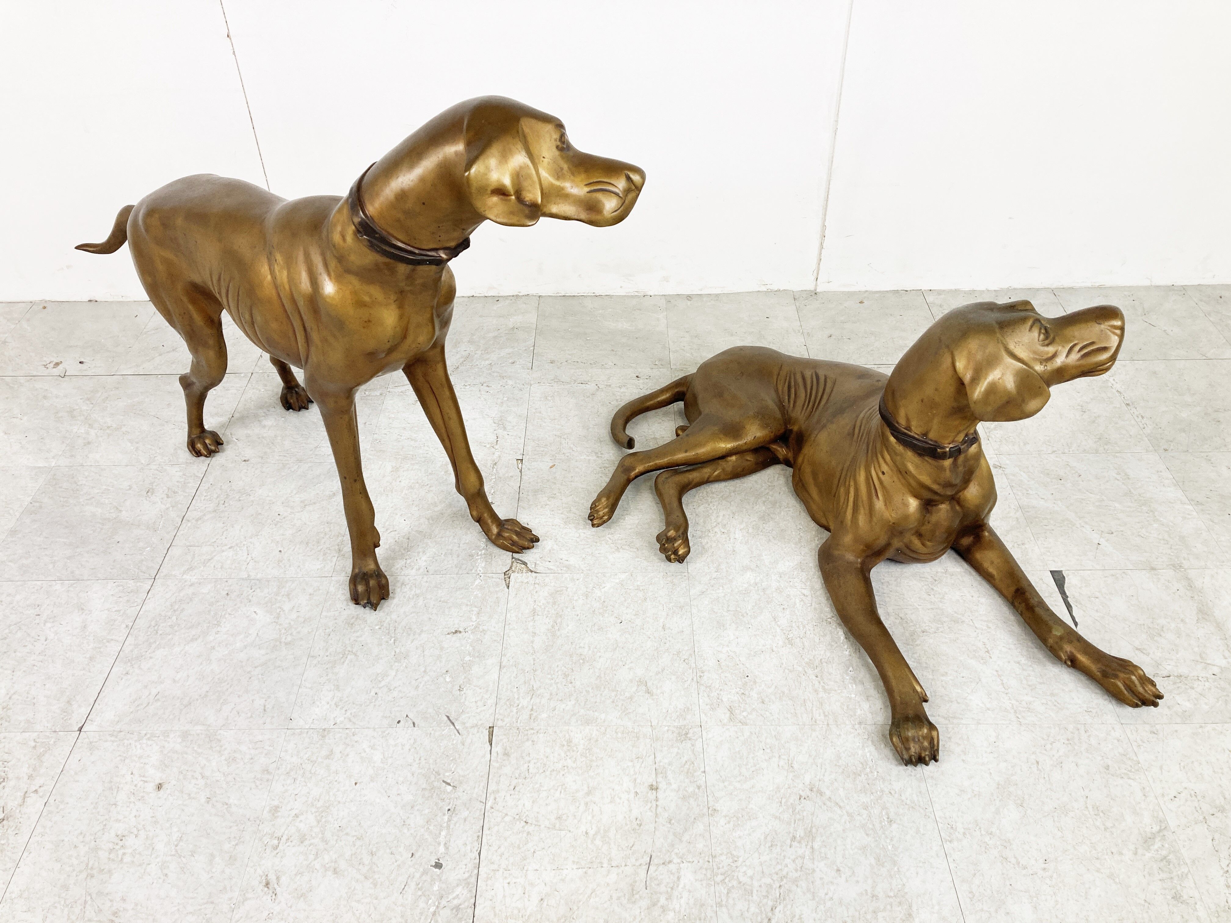Life size brass dog sculpture, 1960s