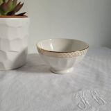 Opaque porcelain bowl with gold trim