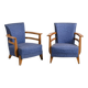Pair of living room armchairs in solid beech, France, circa 1950.