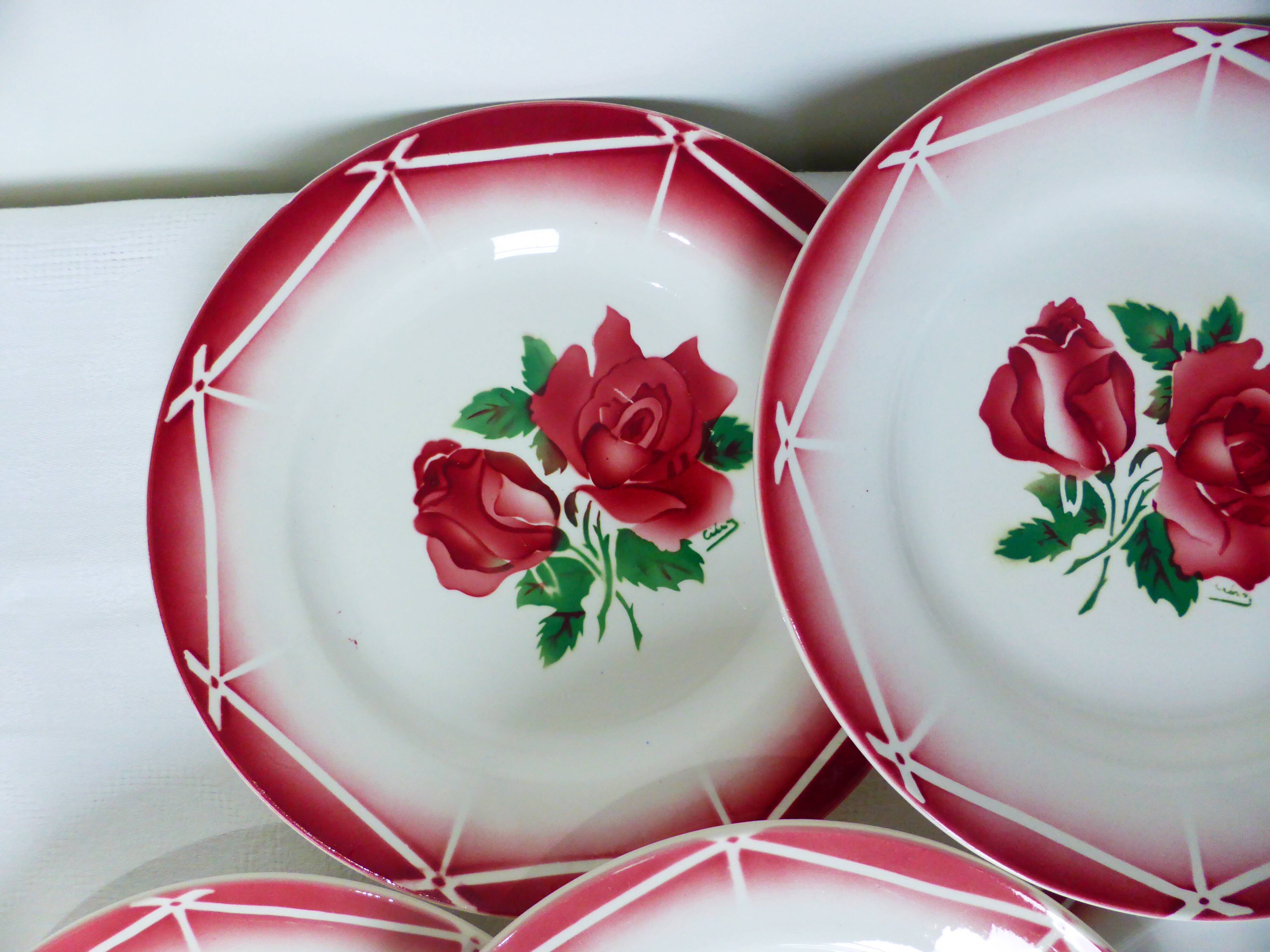 6 assiettes plates vintage de Digoin Sarreguemines modèle Cibon 210365
