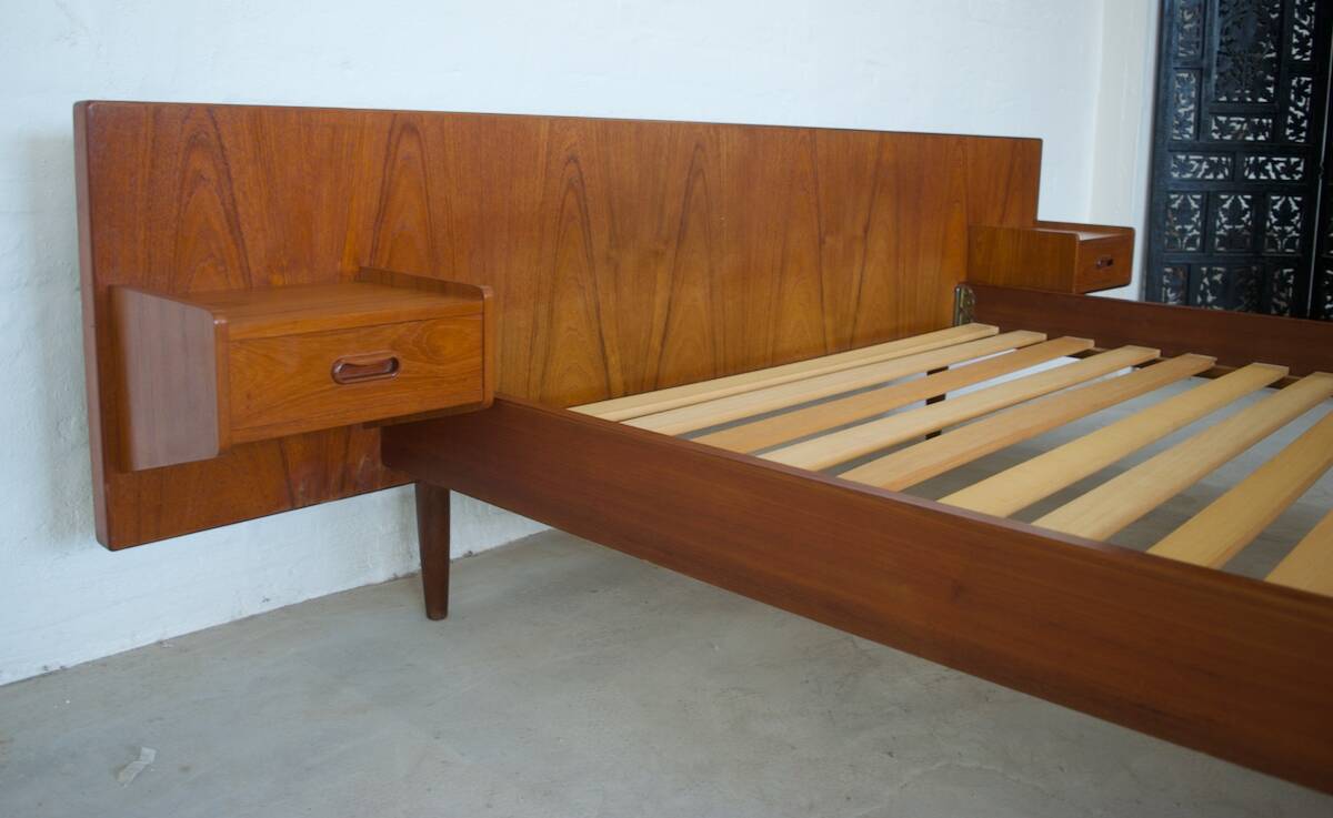Danish Vintage Teak 'Floating' Bed, 1960s.