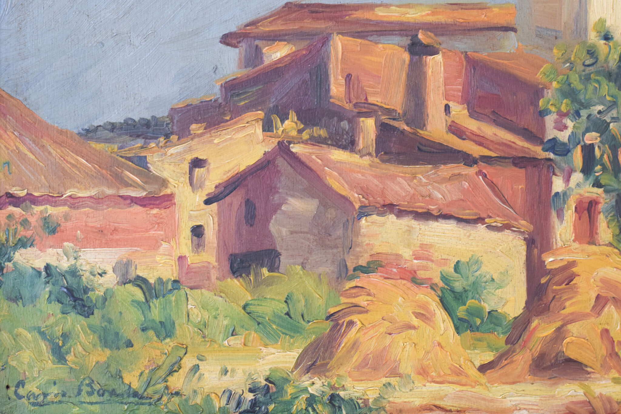 Landscape with village in golden light 'Sant Andreu de Salou'