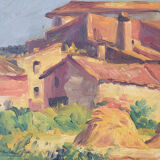 Landscape with village in golden light 'Sant Andreu de Salou'