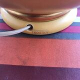 Vintage kostka lamp ceramic honey & gold + draped fabric shade burgundy