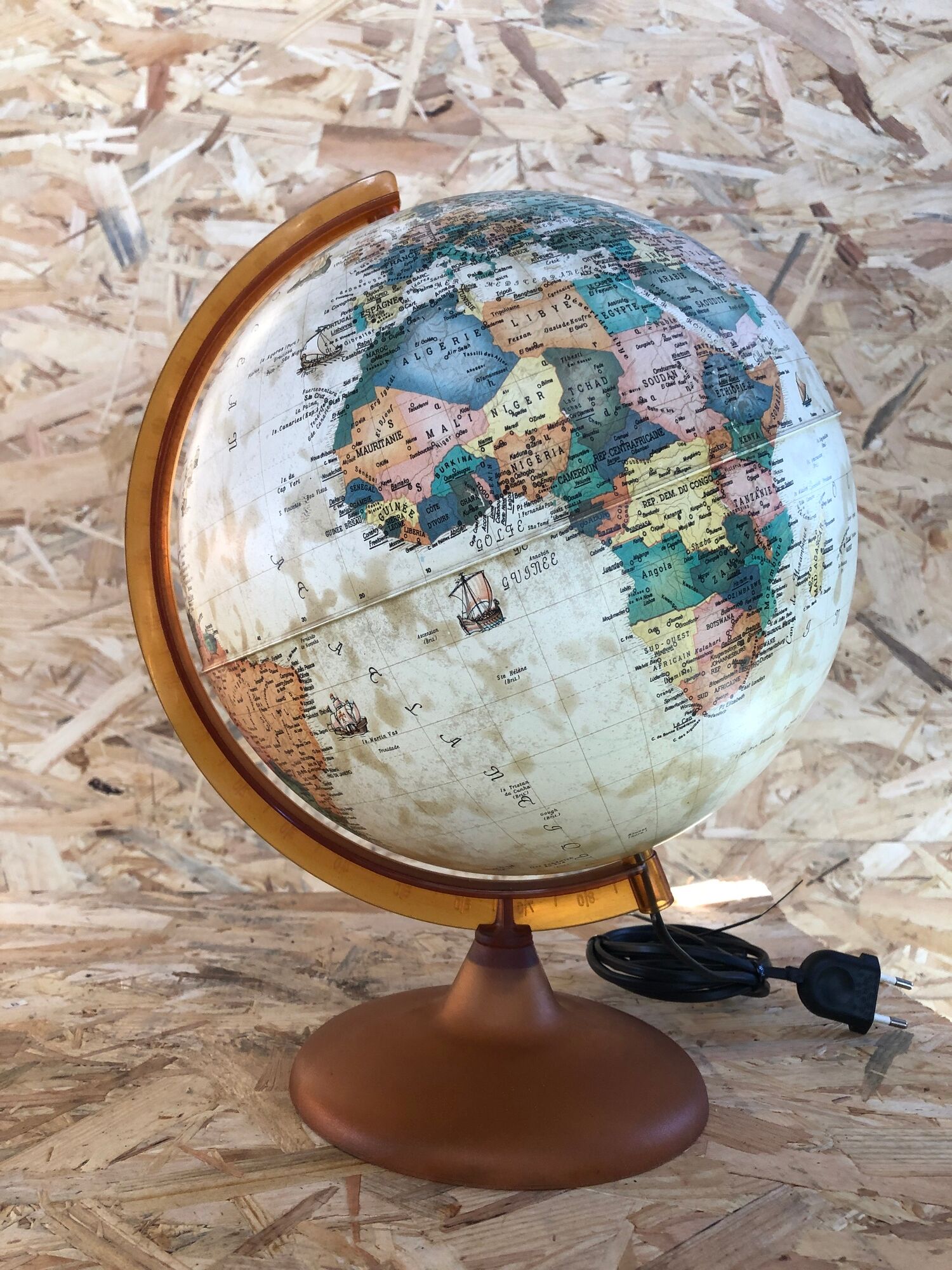 Old globe world map tecnodidattica beige