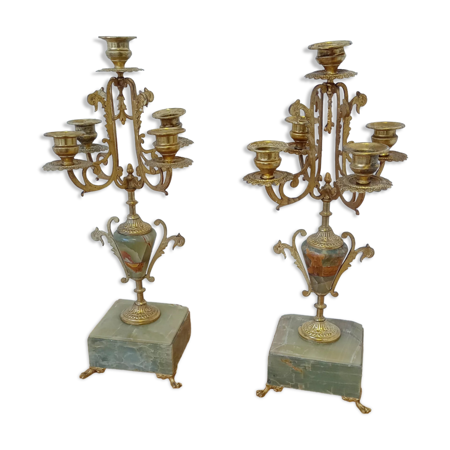 Two onyx candle holders