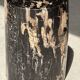Black petrified wood side table with beige side H35 D24 - 3352