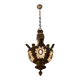 Vintage Bronze & Crystal Beaded Chandelier, 1950s