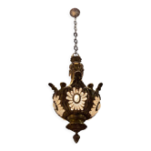 Vintage Bronze & Crystal Beaded Chandelier, 1950s
