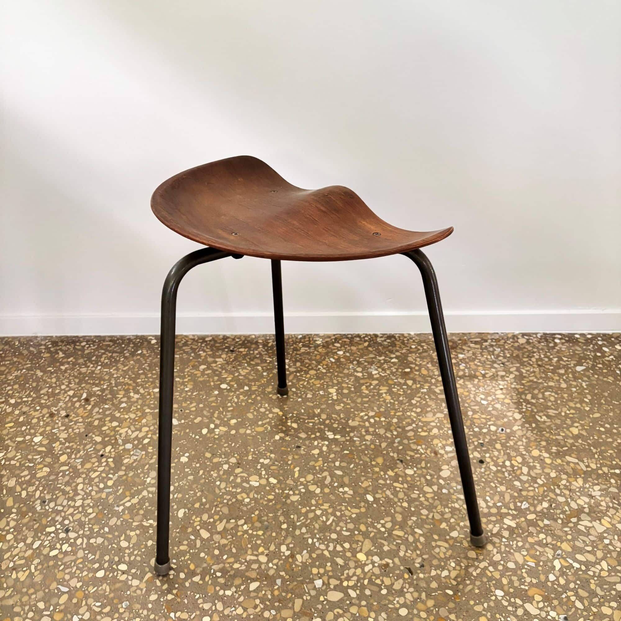 Rare tripod stool by Astor Glibstrup for Frederikssund Mobelfabrik, Denmark, 1950s