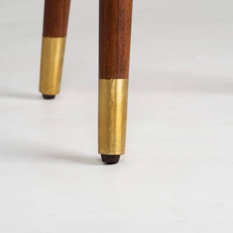 Side table with handcrafted embossed brass top: luxury bohemian side table.