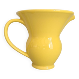 Modernist yellow ceramic pitcher / handmade / vintage / France / 1960s / mid-century / 20th century