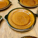 Fish service 8 plates and ceramic soup slurry Sarreguemines vintage 60