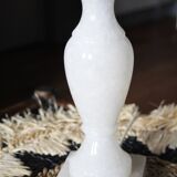 White marble base lamp/pleated grey lampshade