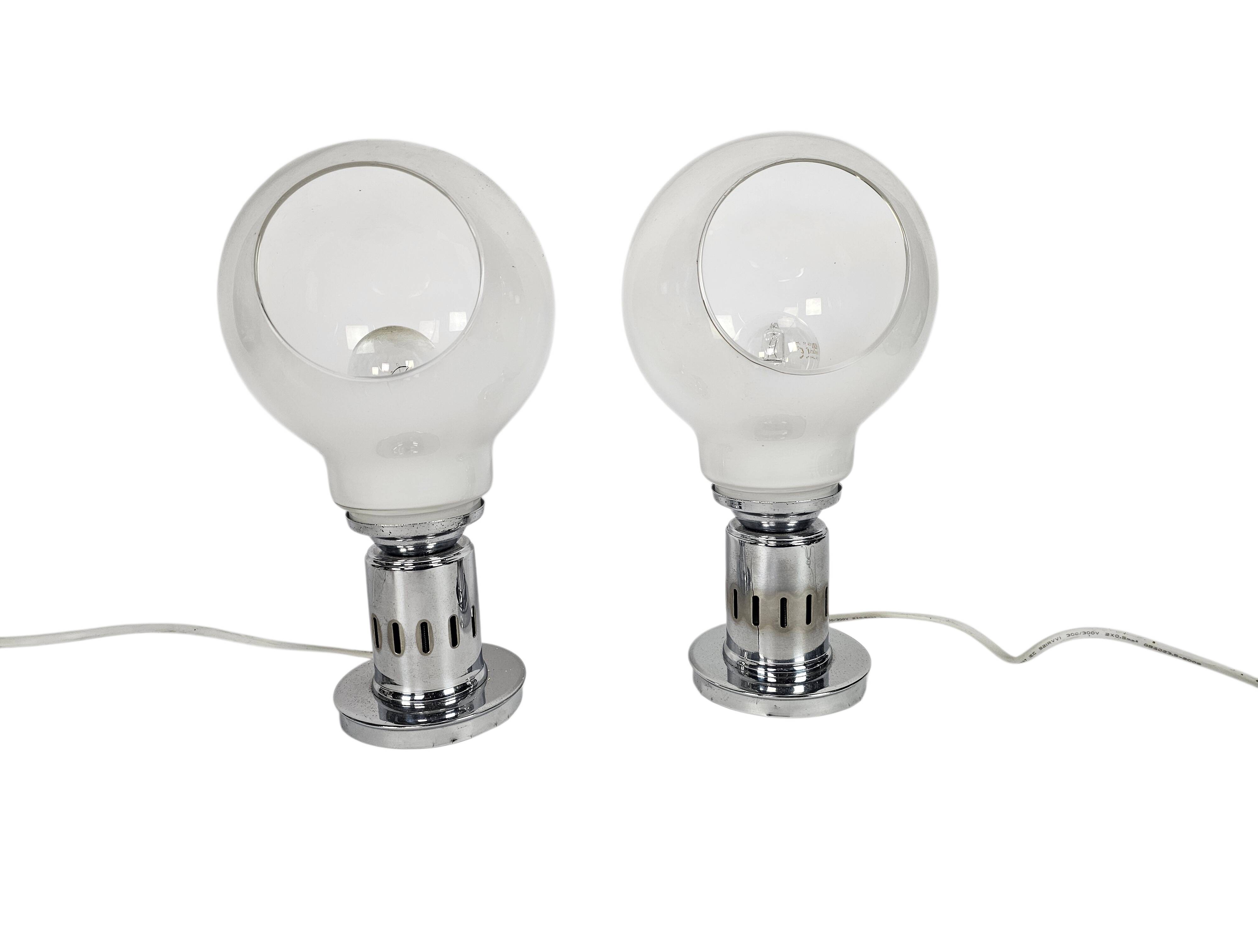 Murano - Mazegga - table lamps (2) set - glass - chrome - 60's