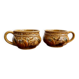Pair of Japanese Majolica Soup Bowls Featuring Tomatoes and Onions