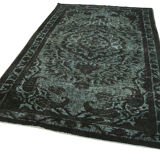 Handmade carved anatolian 1980s 176 cm x 286 cm black rug