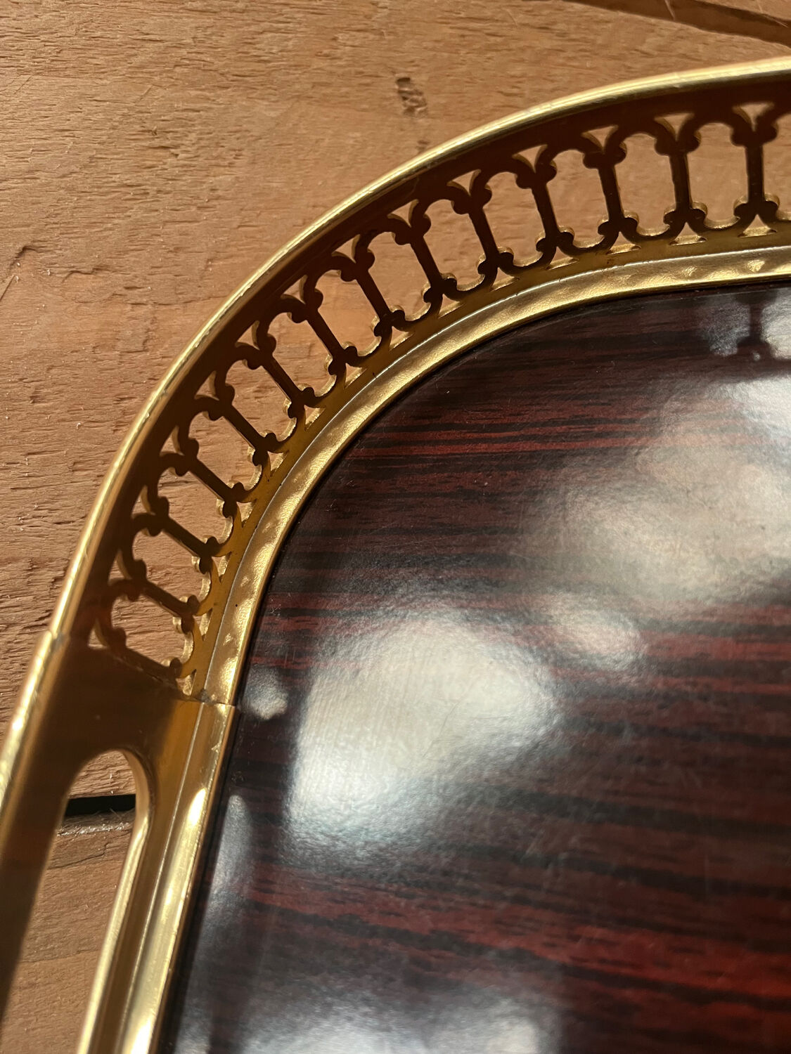 Vintage brass Formica tray