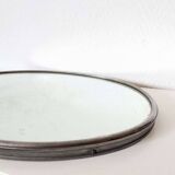 Plateau miroir ancien oval cadre en métal
