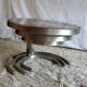 Pull-out tables (x 3) steel and glass smoked - 70s