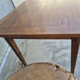 Antique rustic farmhouse table in solid oak with one drawer - 1m15