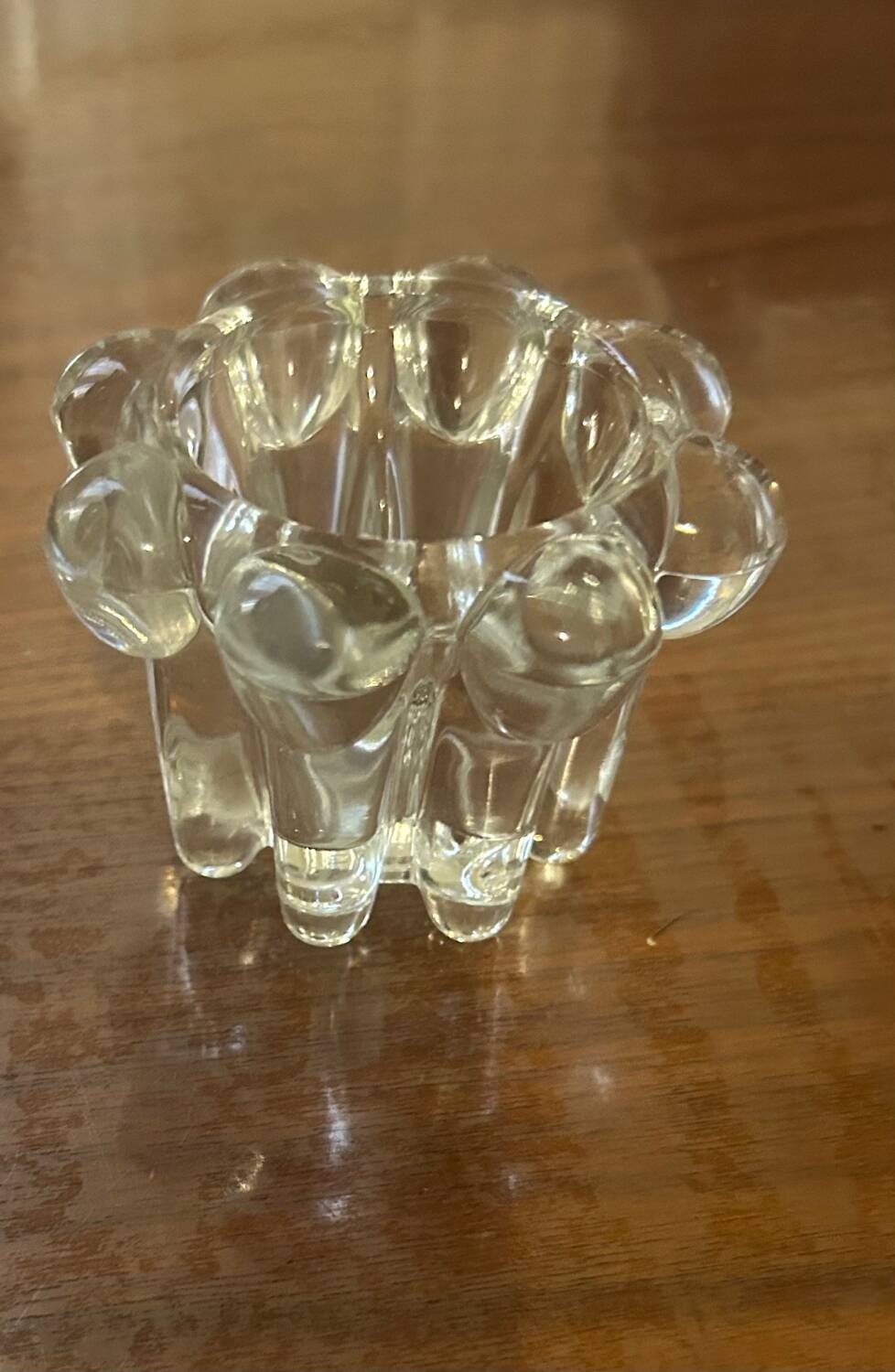 Vintage pressed molded glass candlestick from Reims