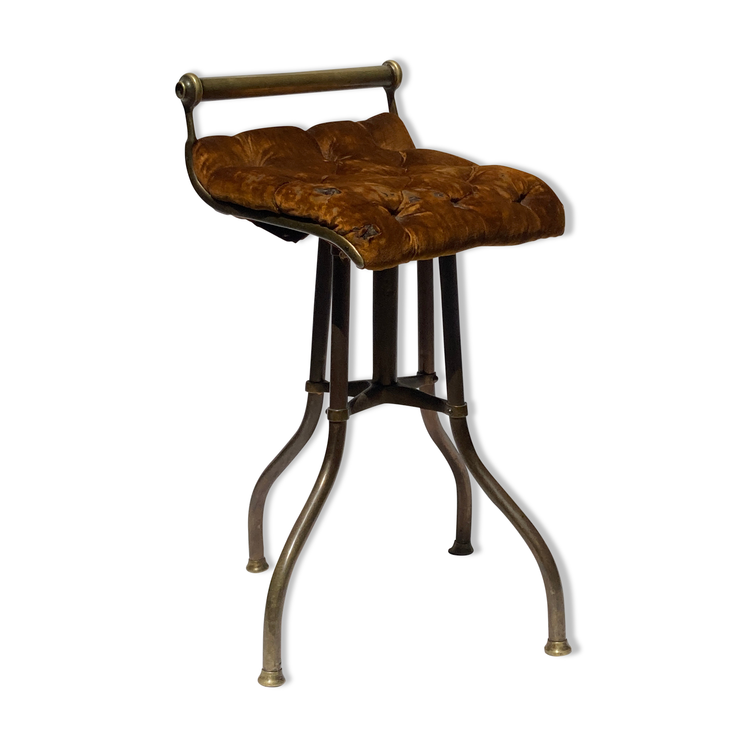 Victorian English brass piano cello music stool attributed to CH Hare