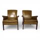 Set of two moss green Froxfield leather armchairs by Parker Knoll, 1960
