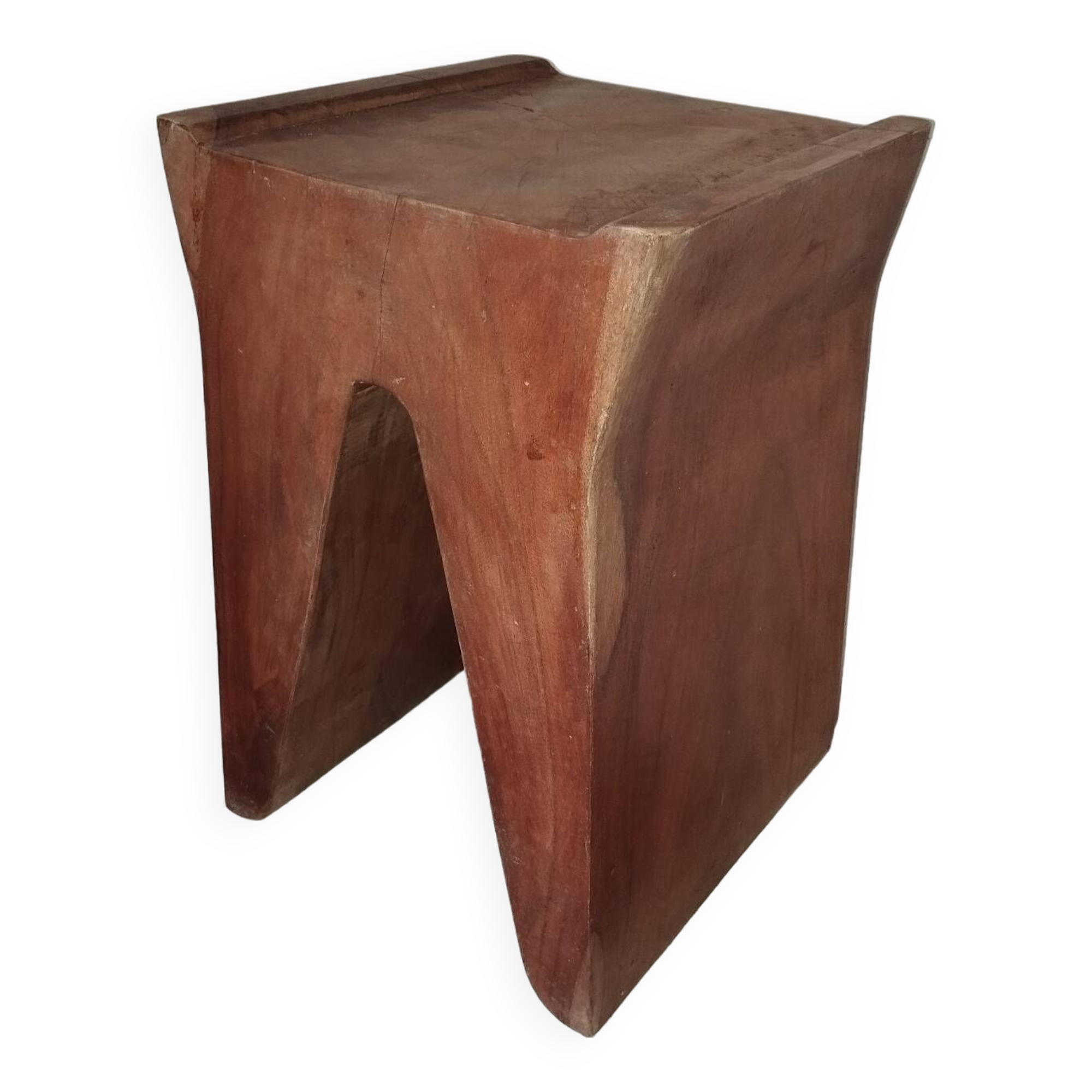 Brutalist monoxyl wooden stool