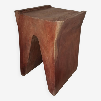 Brutalist monoxyl wooden stool