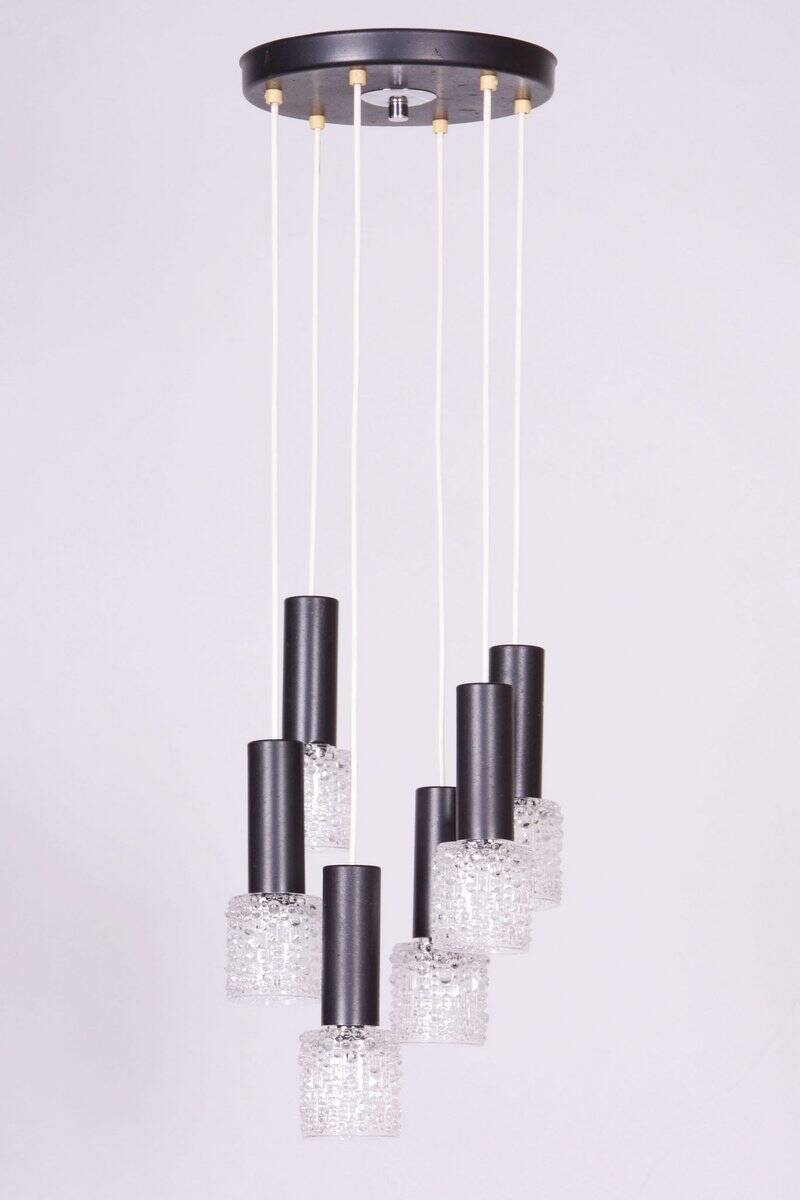 Mid-Century Chandelier in Steel by Elektroinstala Jílové, Czech, 1960s