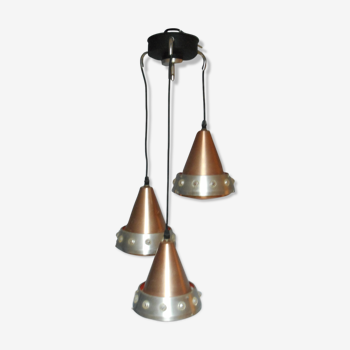 Vintage sputnik chandelier three brushed aluminum lights