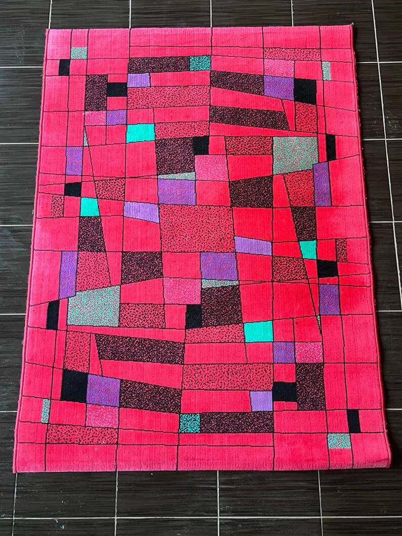 1980s small design geometric Abstract Rug/carpet, Czechoslovakia