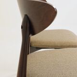 Set of 4 Modern Beech Wood Dining Chair, Herringbone yellow fabric