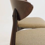 Set of 4 Modern Beech Wood Dining Chair, Herringbone yellow fabric
