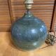 Pied de Lampe Ancien Boule Grès Émaillé Vert Nuancé Années 70 Vintage