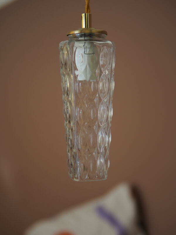 Lampe baladeuse vintage - globe en verre moulé transparent