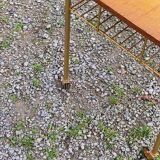 Vintage oak and gold metal side table from the 60s