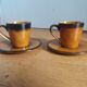2 Longchamp ceramic coffee cups and saucers