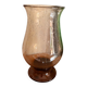 Smoky brown bubbled glass vase – flared tulip shape – vintage year