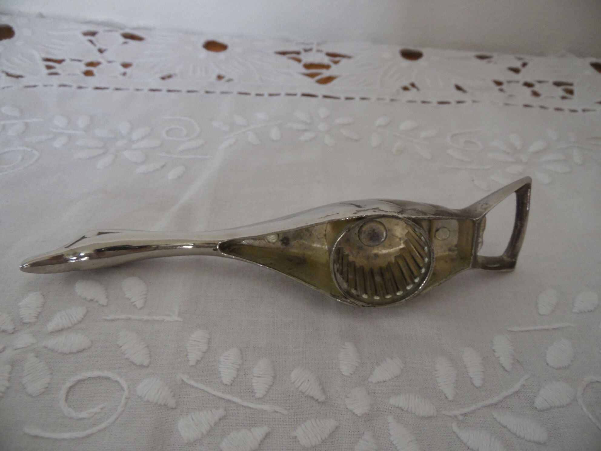 Open bottle silver metal goose