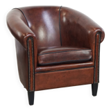 Sheepskin Leather Club Chair with Black Piping