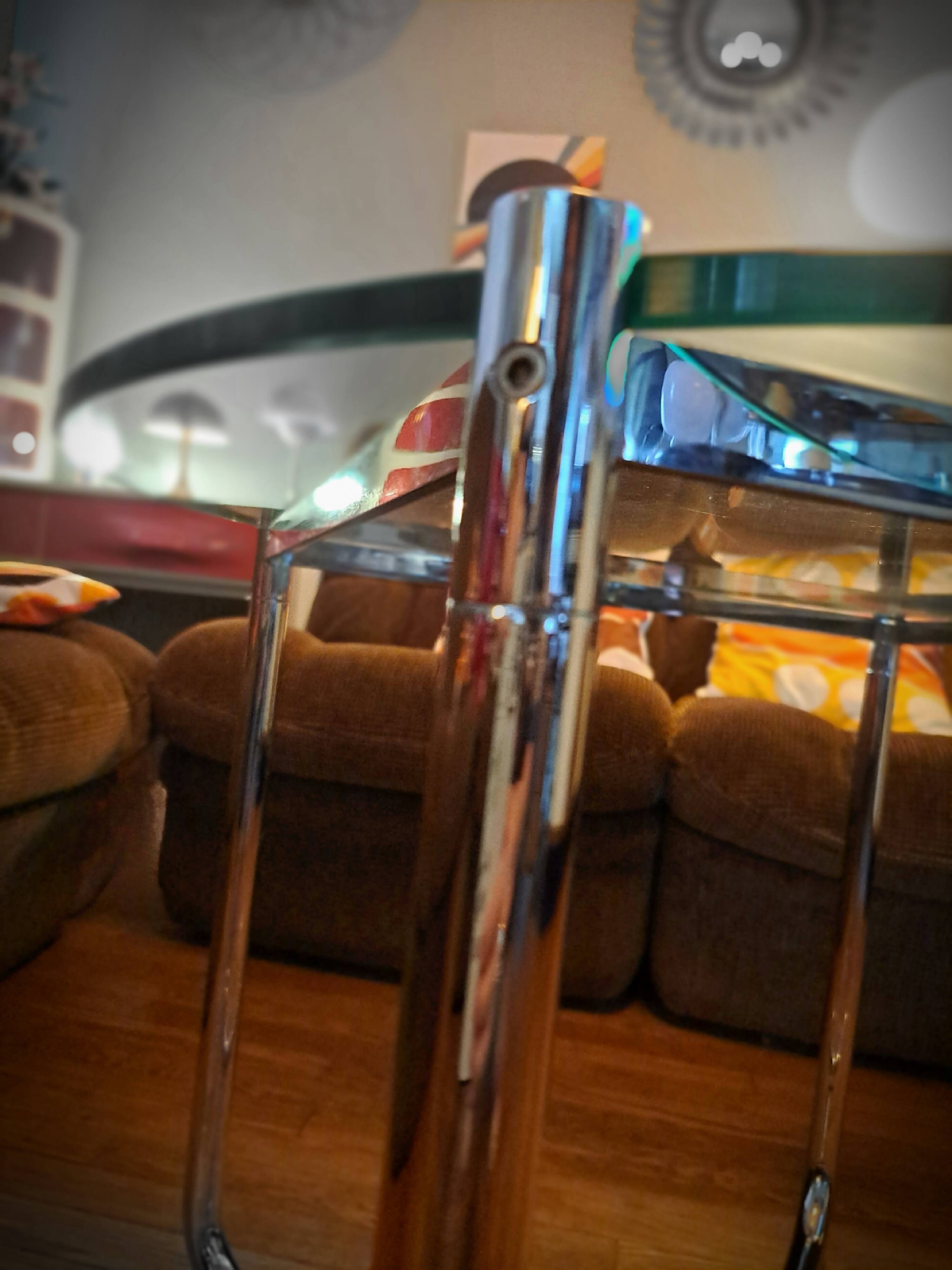 Van Der Rohe Italy Bauhaus' MR coffee table, occasional glass/chromed steel