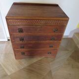 Art Deco chest of drawers with 4 drawers in oak, France 1930s-50s