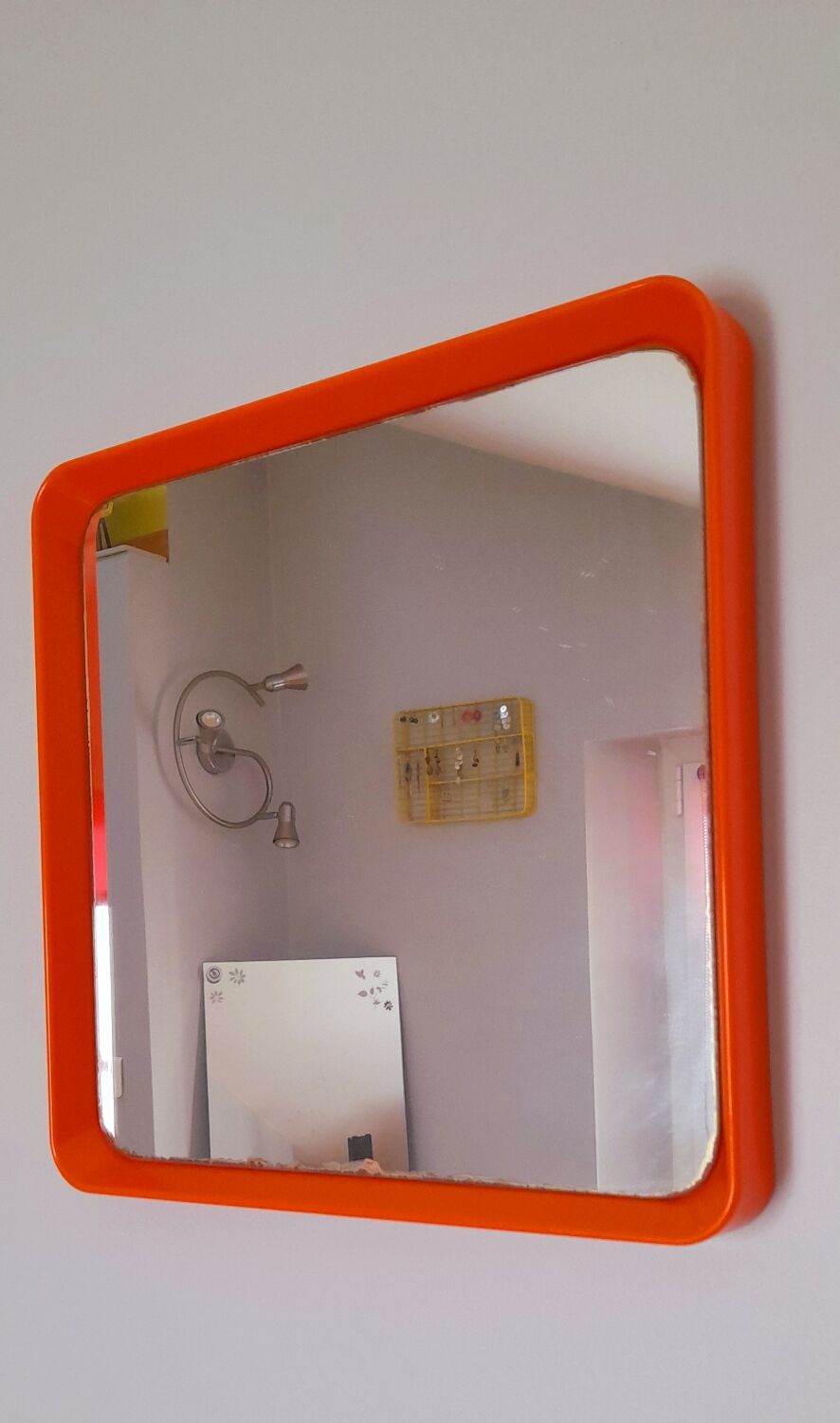 70s pop orange square mirror