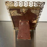 Vintage gold colored metal picture frame 15.5 cm x 12.5 convex glass