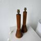 Paire de lampes de table bois chêne années 50